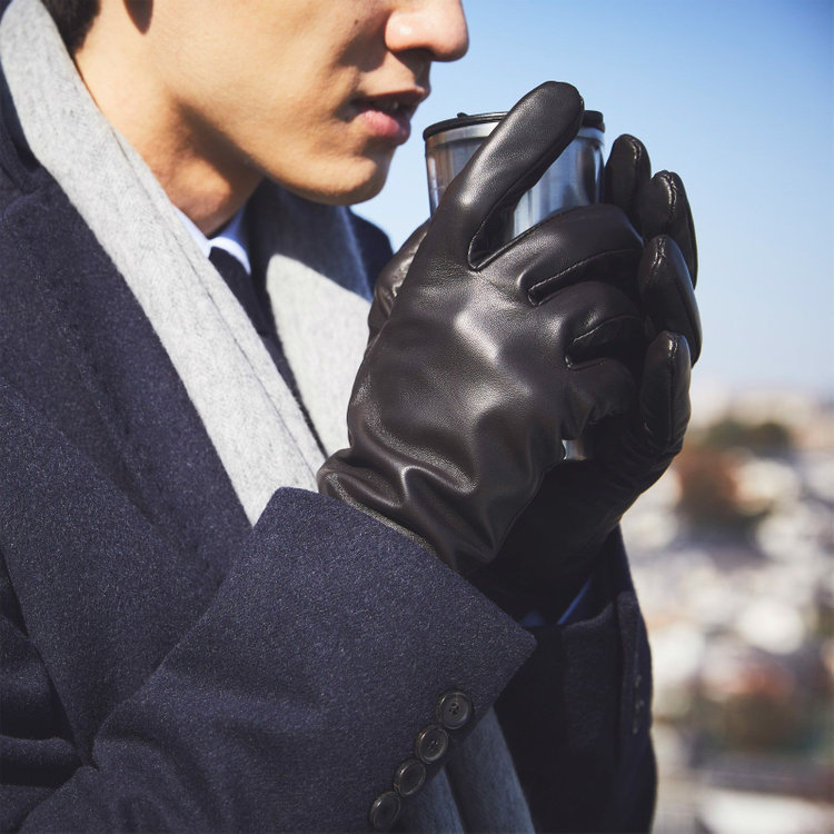 スーツセレクト グローブ/ライトブラウン×レザー/size:24cm/+Pittardsplc ブラウン系(茶)