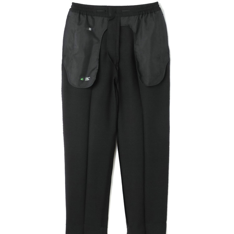 ブラックライン 【RBC】【春夏】オーバーサイズパンツ/ブラック/ウエストシャーリング/ドローコード/4S SUSTAINABILITY&ECOLOGY FABRIC/※裾上げ済仕様 黒