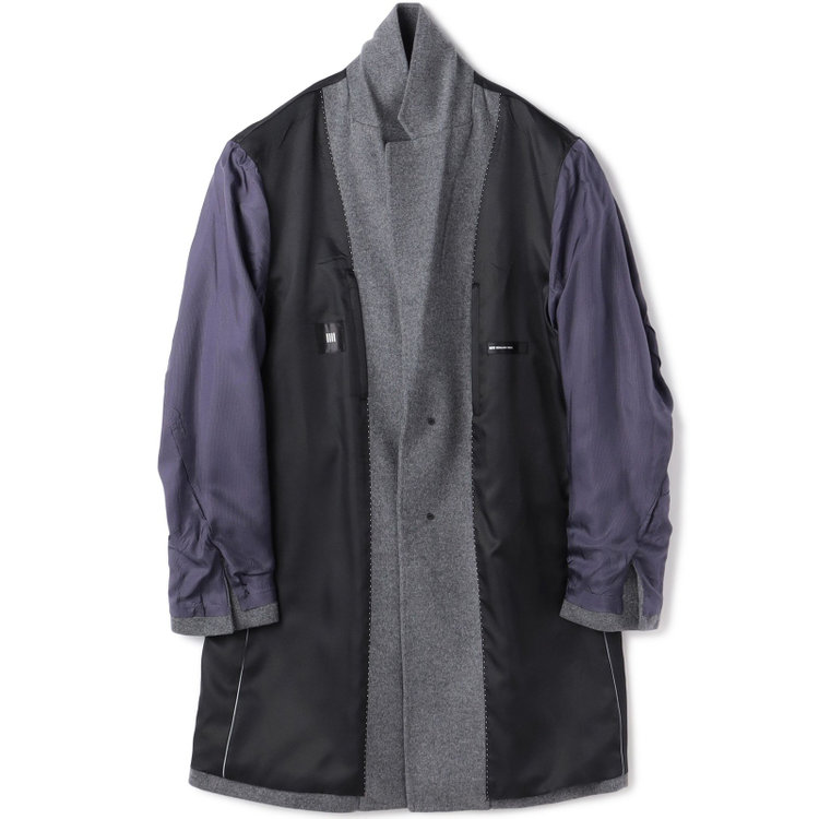 ブラックライン 【発送在庫あり】【BL】【AB体】ウールチェスターコート/グレー×ソリッド/NEW ZEALAND WOOL LIMITED EDITION グレー中間