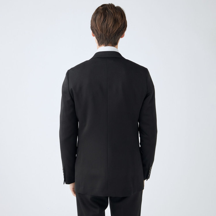 シルバーライン 【CLASSICO TAPERED】【年間】【フォーマル対応可】2釦シングルフォーマルスーツ 1タック/ブラック×ソリッド/BISHU JAPAN FABRIC Super100's/ウエストサイドアジャスター仕様/※裾上げ必要 黒