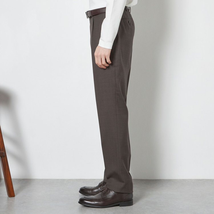 シルバーライン 【CLASSICO TAPERED】【春夏】1タックテーパードパンツ/ブラウン/ウエストムーブ/※裾上げ必要 茶中間