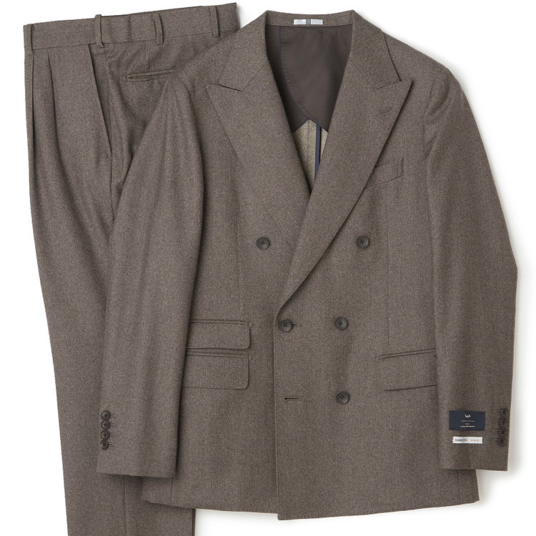 シルバーライン 【CLASSICO TAPERED】【秋冬】6釦2掛けダブルスーツ 2タック/ベージュ/MARZOTTO/※裾上げ必要 茶中間