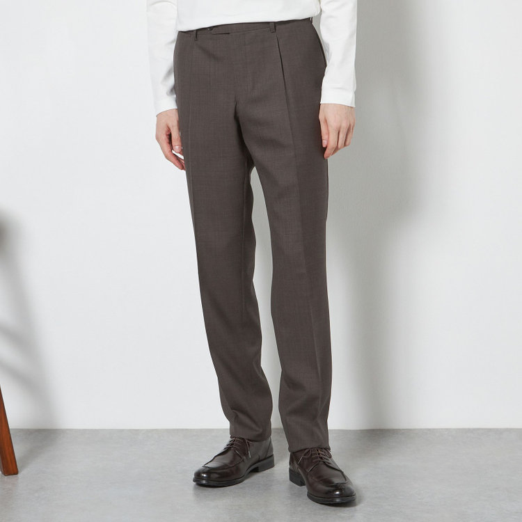 シルバーライン 【CLASSICO TAPERED】【春夏】1タックテーパードパンツ/ブラウン/ウエストムーブ/※裾上げ必要 茶中間