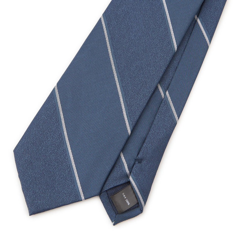 シルバーライン 【SILVER LINE】シルクストライプネクタイ 8.0cm幅/ネイビー×ホワイト その他