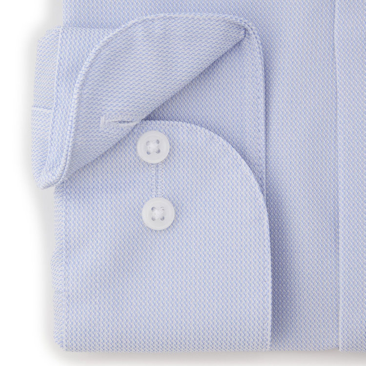 スーツセレクト 【発送在庫あり】【BLACK LINE】ワイドカラーワイシャツ/ブルー×ドビー/「4S」スーパーノンアイロン・ストレッチ 青淡色