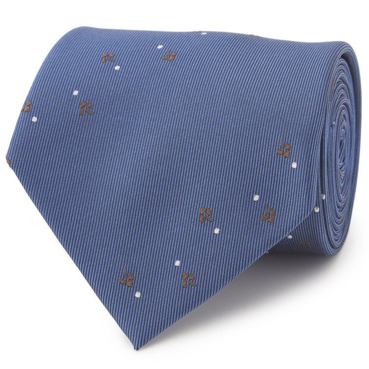 シルバーライン 【SILVER LINE】シルクブレンド小紋ネクタイ 8.0cm幅/ブルー その他