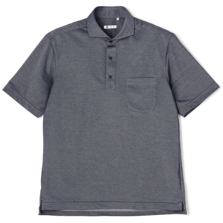 シルバーライン 【RBC/五分袖】カッタウェイビズポロシャツ プルオーバータイプ/ネイビーグレー/4S コットンブレンド 青濃色