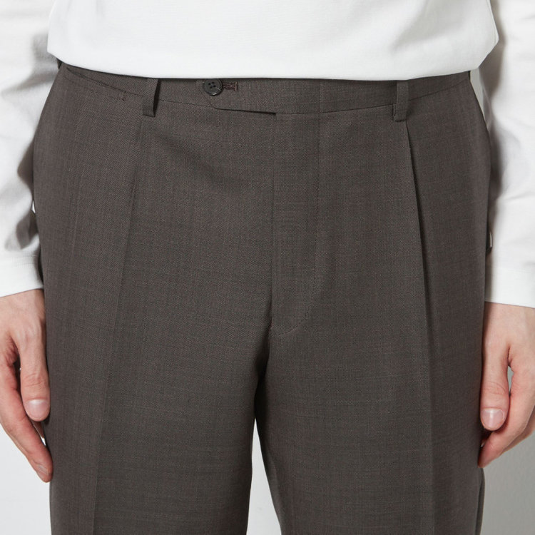 シルバーライン 【CLASSICO TAPERED】【春夏】1タックテーパードパンツ/ブラウン/ウエストムーブ/※裾上げ必要 茶中間