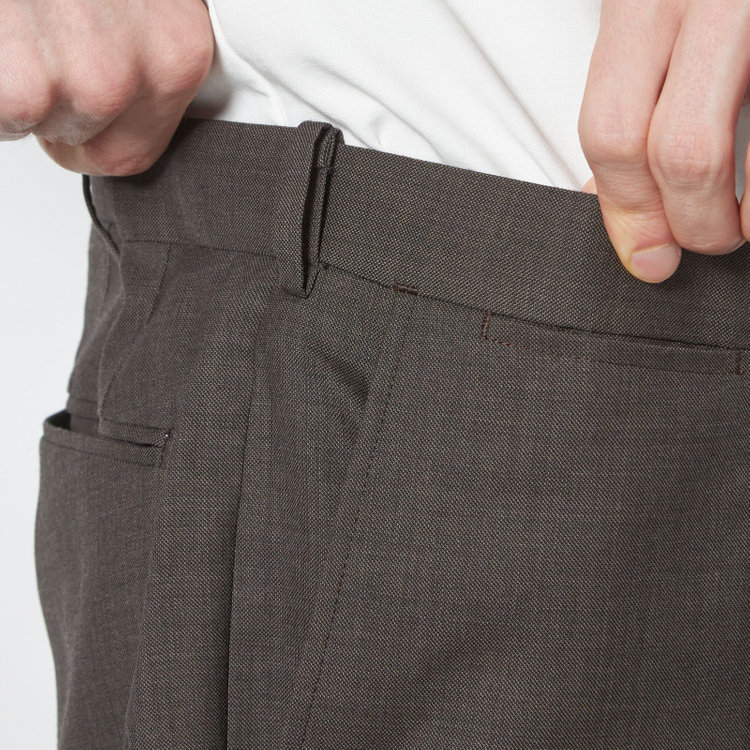 シルバーライン 【CLASSICO TAPERED】【春夏】1タックテーパードパンツ/ブラウン/ウエストムーブ/※裾上げ必要 茶中間