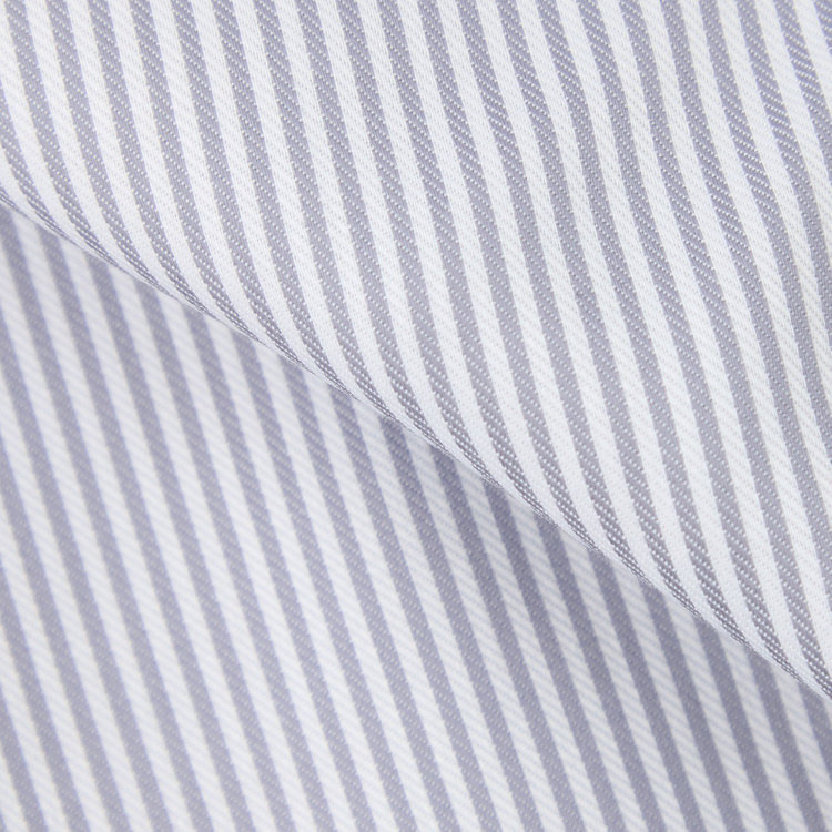 スーツセレクト 【発送在庫あり】【BLACK LINE/半袖】ホリゾンタルワイドワイシャツ/グレー＆ホワイト×ストライプ/「4S COTTON」スーパーノンアイロン・ストレッチ グレー中間