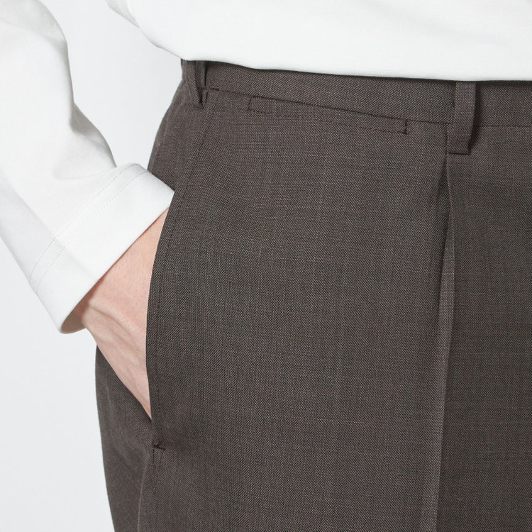 シルバーライン 【CLASSICO TAPERED】【春夏】1タックテーパードパンツ/ブラウン/ウエストムーブ/※裾上げ必要 茶中間