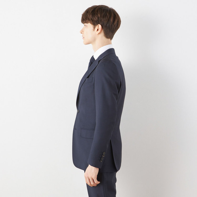シルバーライン 【CLASSICO TAPERED】【秋冬】2釦シングルスーツ 1タック/ネイビー×チェック/ウエストムーブ/Ermenegildo Zegna TRAVELLER woven in italy/※裾上げ必要 紺濃色