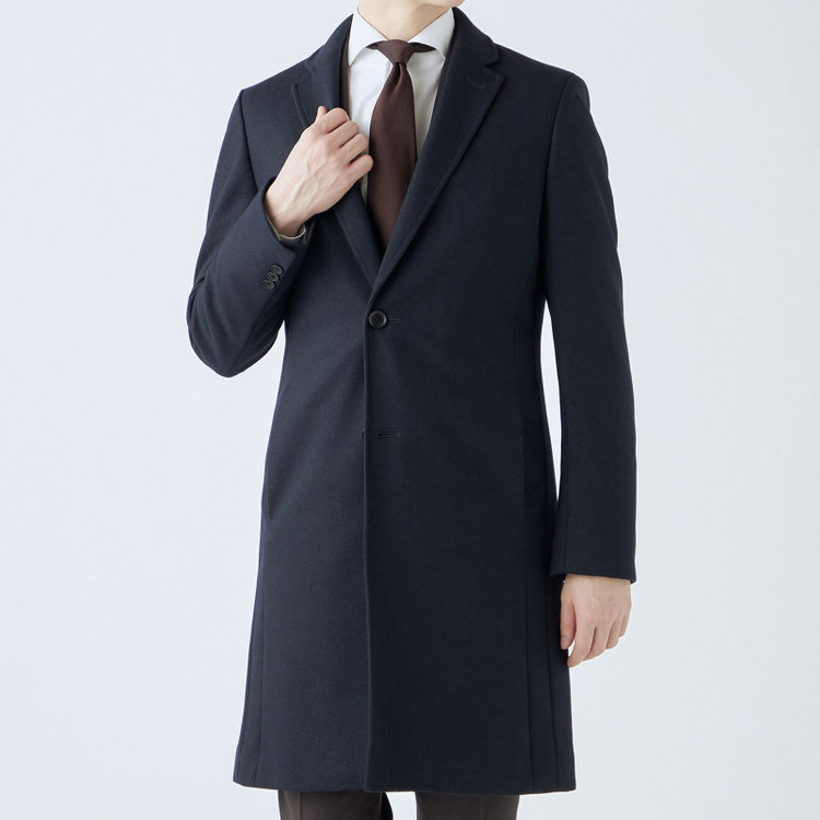 ブラックライン 【発送在庫あり】【SKINNY】ウールブレンドニットチェスターコート/ネイビー/4S 紺中間