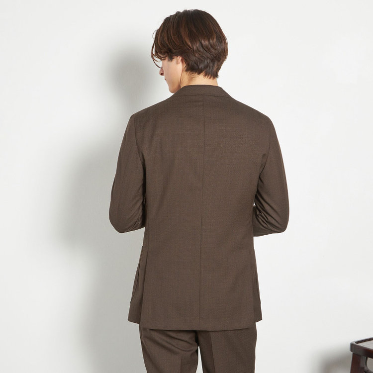 シルバーライン 【CLASSICO TAPERED】【春夏】3釦段返りシングルスーツ 2タック/ブラウン/パッチポケット/ウエストムーブ/MARZOTTO/※裾上げ必要 茶濃色