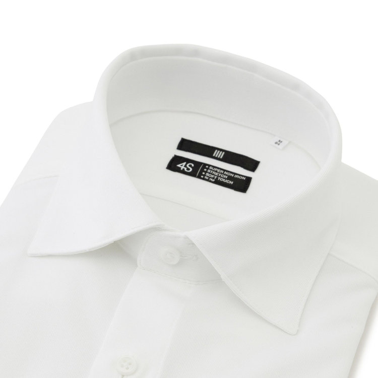 ブラックライン 【発送在庫あり】【WEB限定】【BLACK LINE】ワイドカラーワイシャツ/ホワイト/「4S」スーパーノンアイロン・ストレッチ 白