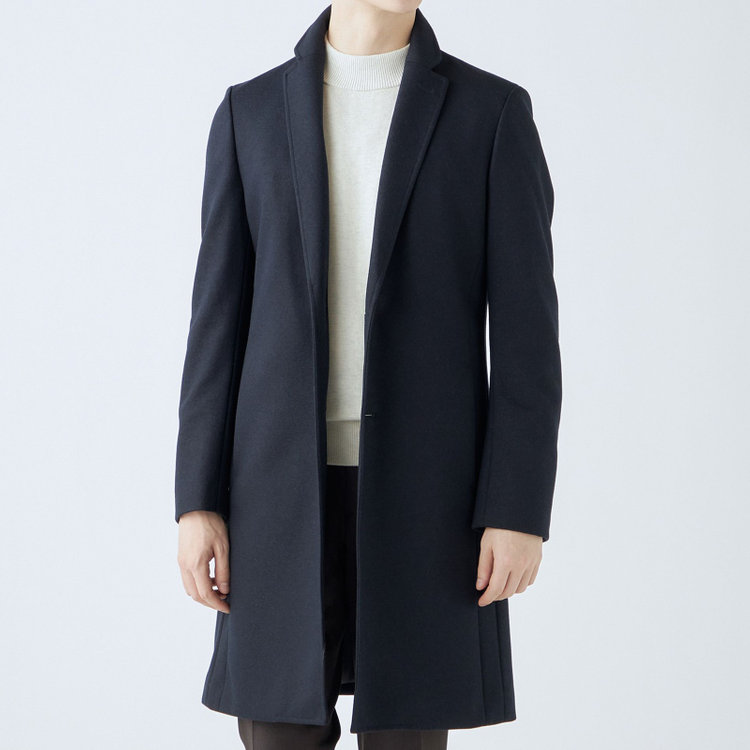 ブラックライン 【発送在庫あり】【SKINNY】ウールブレンドニットチェスターコート/ネイビー/4S 紺中間
