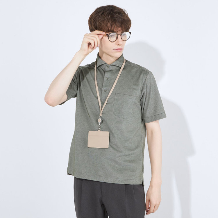 SUIT SELECT　アウトレット 【WEB限定/OUTLET/汚れ・キズ等有】【RBC/五分袖】カッタウェイビズポロシャツ プルオーバータイプ/カーキ/4S コットンブレンド 黄淡色