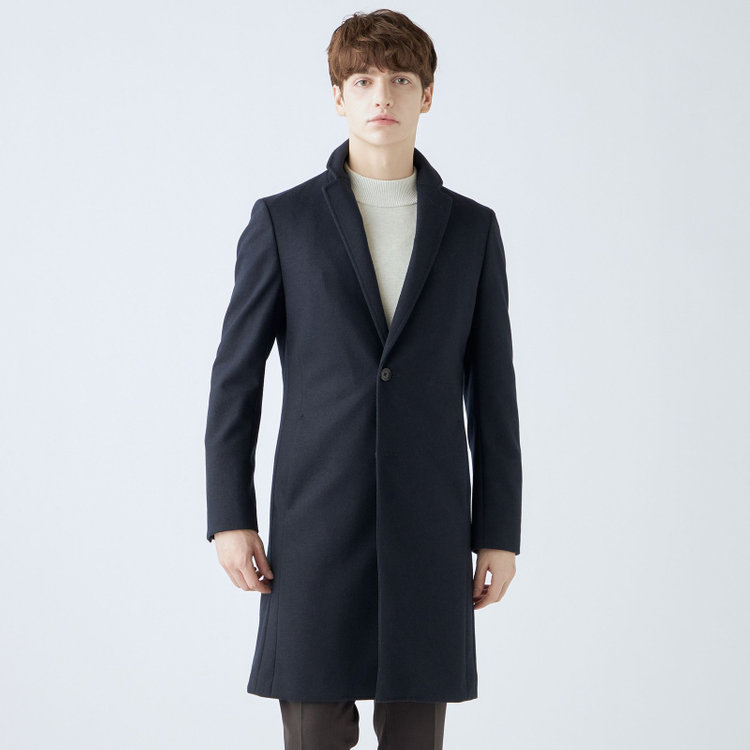 ブラックライン 【発送在庫あり】【SKINNY】ウールブレンドニットチェスターコート/ネイビー/4S 紺中間