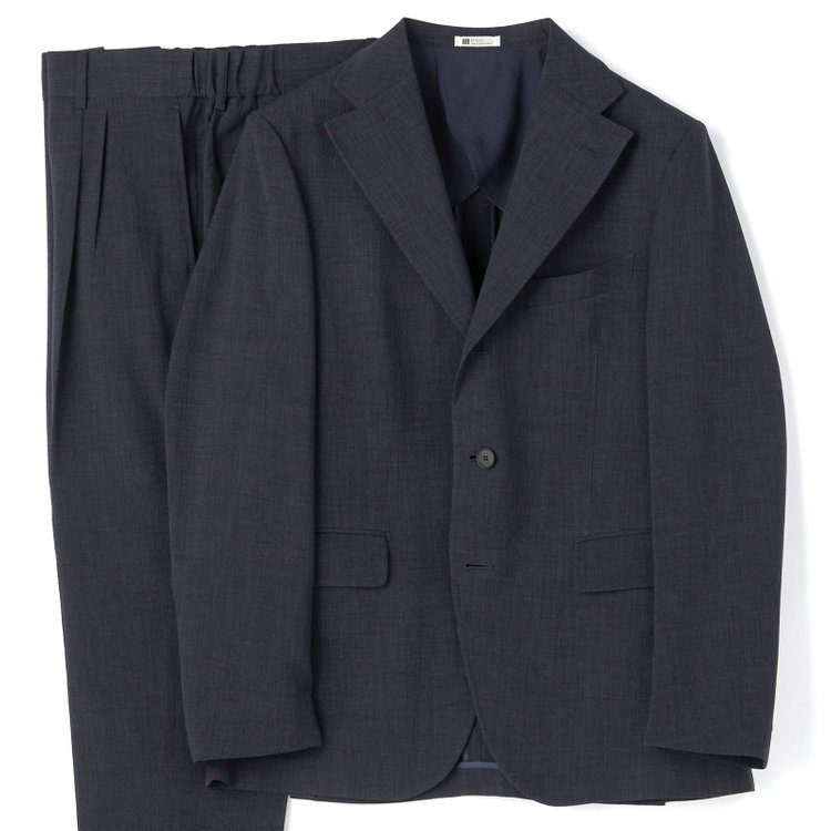 シルバーライン 【RBC】【春夏】3釦段返りシングルスーツ 2タック/ネイビー/ドローコード&ウエストシャーリング/※パンツ裾上げ済仕様 紺中間