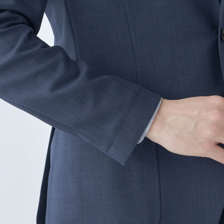 シルバーライン 【RBC】【春夏】3釦段返りシングルスーツ 2タック/ネイビー/パッチポケット/ドローコード&ウエストシャーリング/※パンツ裾上げ済仕様 紺淡色