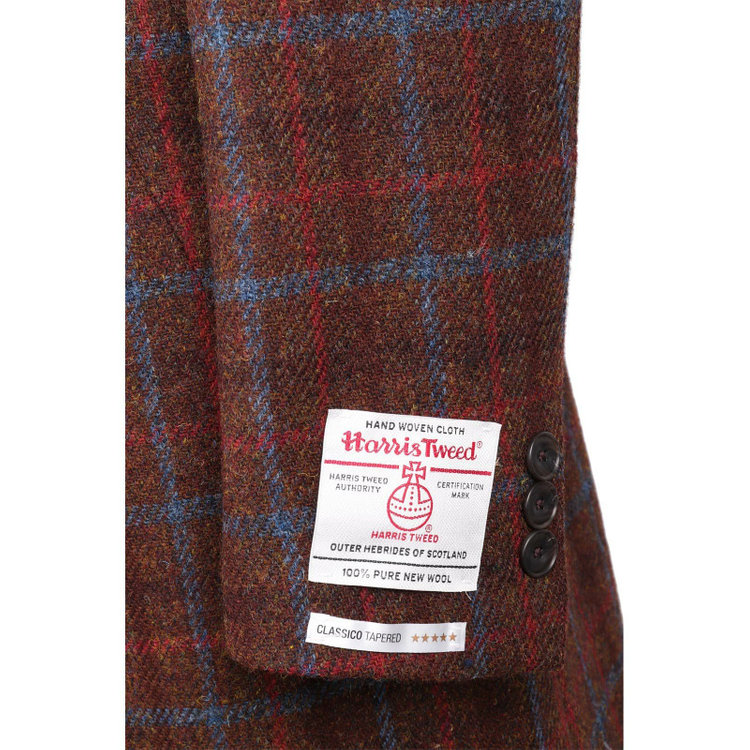 スーツセレクト 【WEB限定/OUTLET】【CLASSICO TAPERED】ウールステンカラーコート/ブラウン×チェック+ツイード/Harris Tweed hand woven in the outer hebrides of scotland ブラウン系(茶)