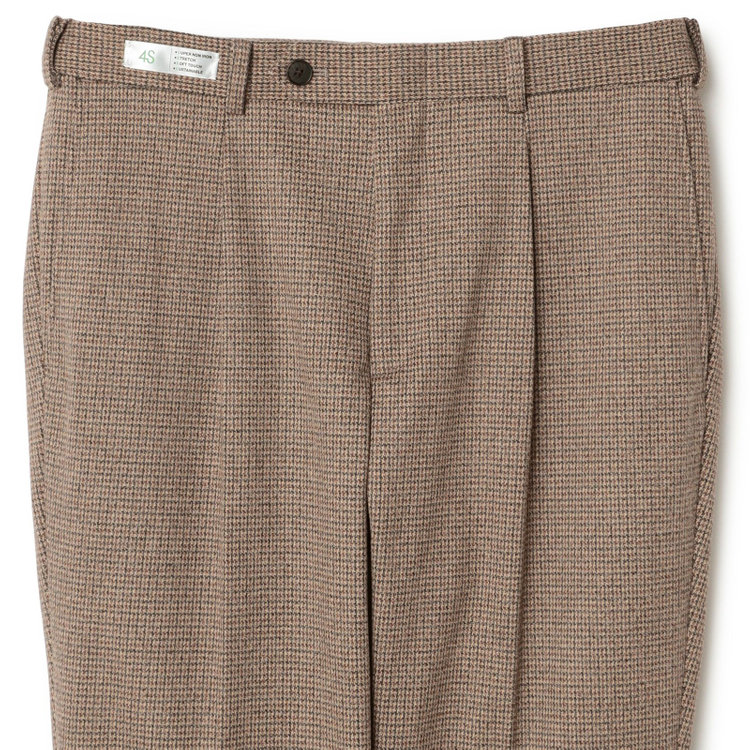 シルバーライン 【RBC】【秋冬】1タックテーパードパンツ/ブラウン×チェック/ウエストムーブ/4S SUSTAINABLE/※裾上げ必要 茶中間