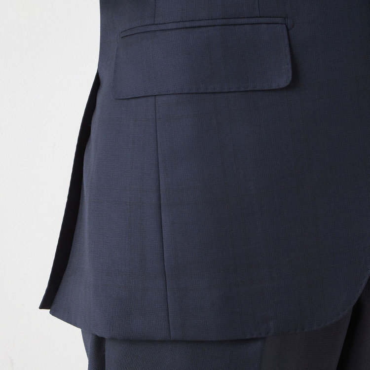 シルバーライン 【CLASSICO TAPERED】【秋冬】2釦シングルスーツ 1タック/ネイビー×チェック/ウエストムーブ/Ermenegildo Zegna TRAVELLER woven in italy/※裾上げ必要 紺濃色