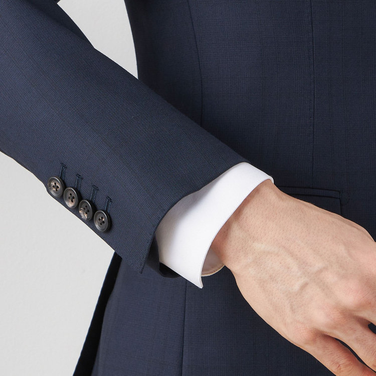 シルバーライン 【CLASSICO TAPERED】【秋冬】2釦シングルスーツ 1タック/ネイビー×チェック/ウエストムーブ/Ermenegildo Zegna TRAVELLER woven in italy/※裾上げ必要 紺濃色