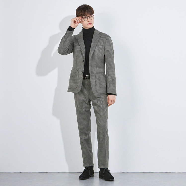 シルバーライン 【5DAYS CLOSET】【RBC】【秋冬】1タックテーパードパンツ/グレー×チェック/ウエストムーブ/※裾上げ必要 グレー中間