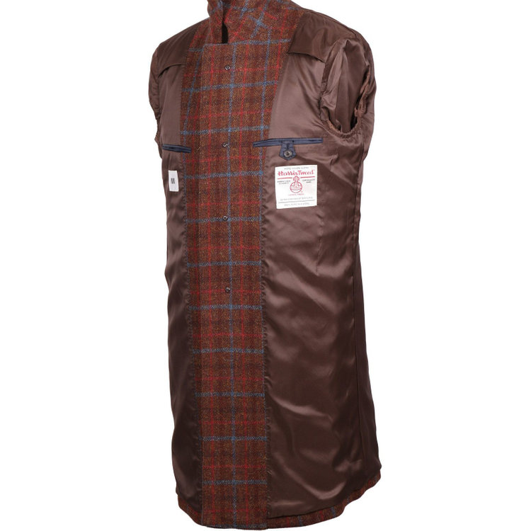 スーツセレクト 【WEB限定/OUTLET】【CLASSICO TAPERED】ウールステンカラーコート/ブラウン×チェック+ツイード/Harris Tweed hand woven in the outer hebrides of scotland ブラウン系(茶)