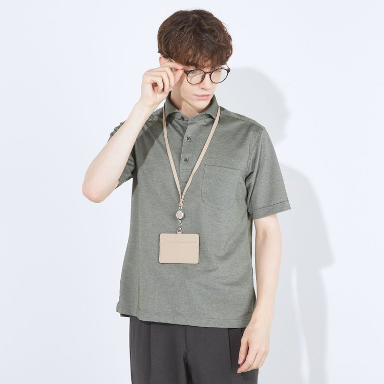 SUIT SELECT　アウトレット 【WEB限定/OUTLET/汚れ・キズ等有】【RBC/五分袖】カッタウェイビズポロシャツ プルオーバータイプ/カーキ/4S コットンブレンド 黄淡色