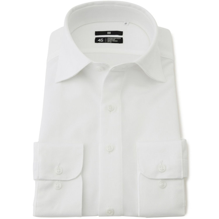 ブラックライン 【発送在庫あり】【WEB限定】【BLACK LINE】ワイドカラーワイシャツ/ホワイト/「4S」スーパーノンアイロン・ストレッチ 白