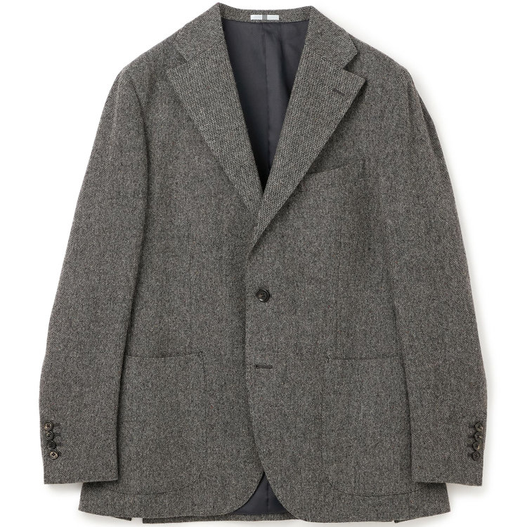 【Take.it.easy】3釦段返りジャケット/グレー×ドネガルツイード