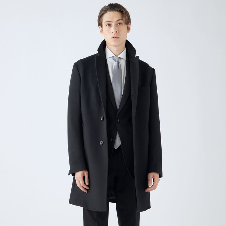 1er Arrondissement ブラック ウール コート 1er Arrondissement（プルミエアロンディスモン）の「圧縮ウールノー