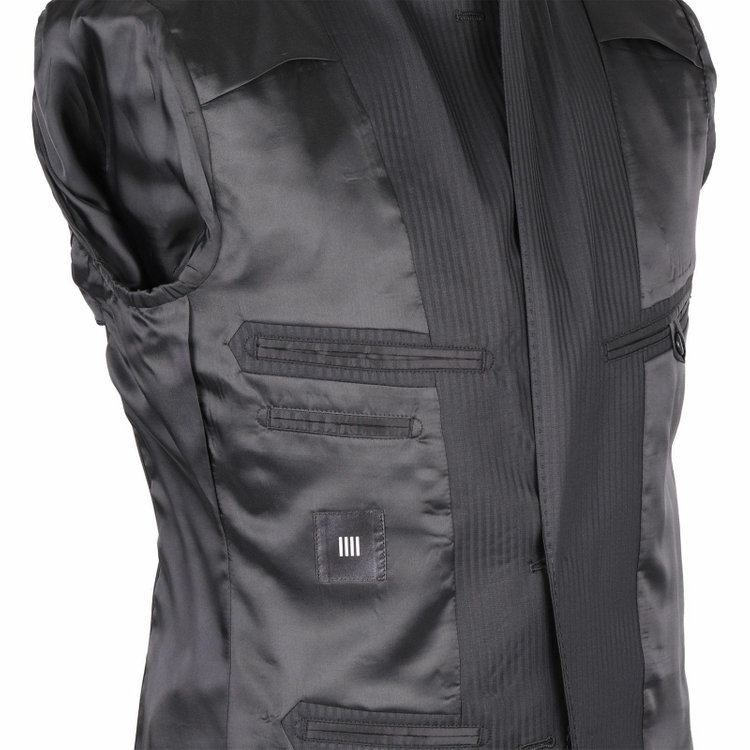 スーツセレクト 【WEB限定/OUTLET】【SLIM TAPERED_2】【年間】2釦シングルスリーピーススーツ 0タック/ブラック×シャドーストライプ ブラック系(黒)