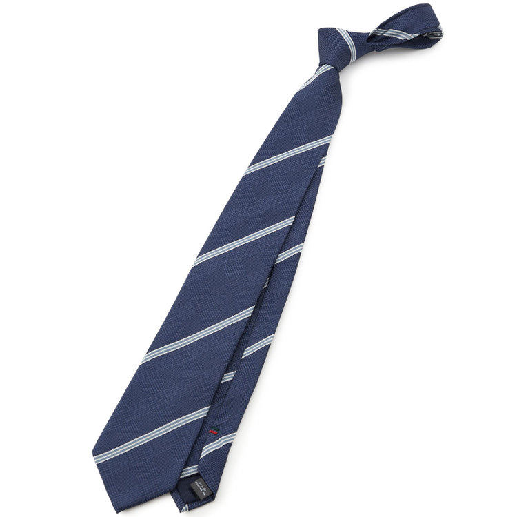 ブラックライン 【BLACK LINE】シルクブレンドストライプネクタイ 7.5cm幅/ネイビー その他