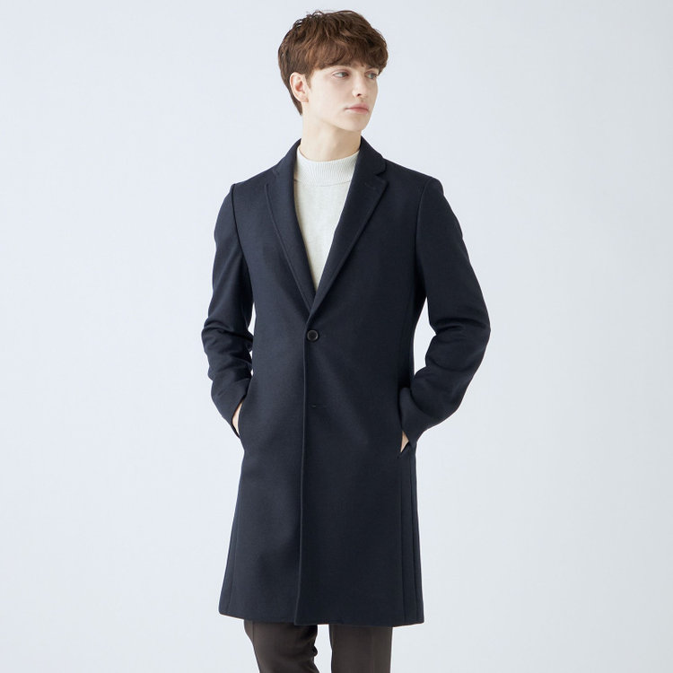 ブラックライン 【発送在庫あり】【SKINNY】ウールブレンドニットチェスターコート/ネイビー/4S 紺中間