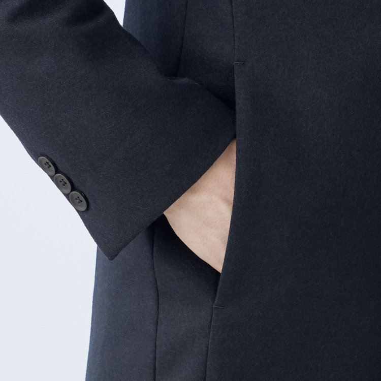 ブラックライン 【発送在庫あり】【SKINNY】ウールブレンドニットチェスターコート/ネイビー/4S 紺中間