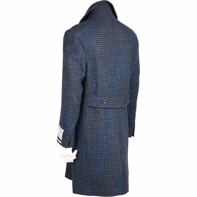 スーツセレクト 【WEB限定/OUTLET】【CLASSICO TAPERED】ウールシングルポロベルテッドコート/ネイビー×チェック+ツイード/Harris Tweed hand woven in the outer hebrides of scotland ネイビー系(紺)