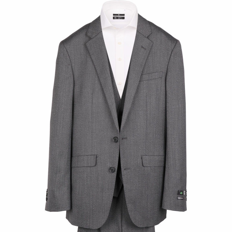 スーツセレクト 【発送在庫あり】【SLIM TAPERED_2】【秋冬】2釦シングルスリーピーススーツ 0タック/グレー/4S SUSTAINABILITY&ECOLOGY FABRIC/※パンツ裾上げ済仕様 グレー系(灰)