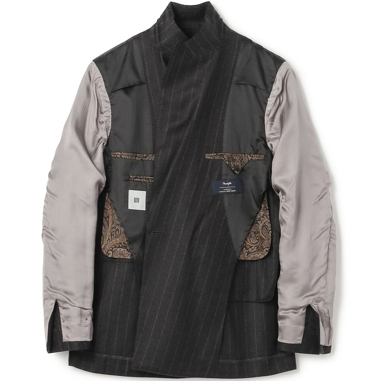 シルバーライン 【発送在庫あり】【CLASSICO TAPERED】【秋冬】6釦2掛けダブルスーツ 2タック/グレー×ストライプ/MARZOTTO/※裾上げ必要 グレー濃色