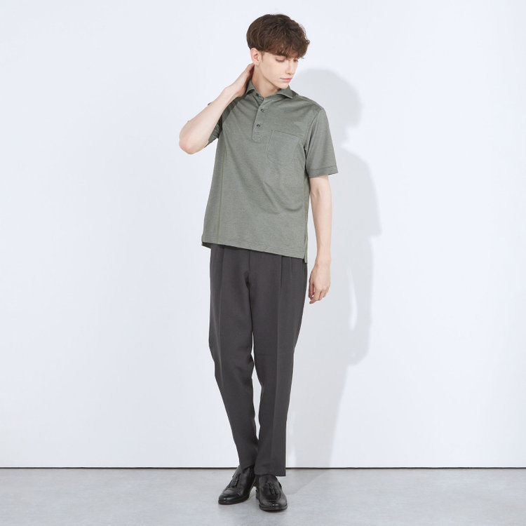 SUIT SELECT　アウトレット 【WEB限定/OUTLET/汚れ・キズ等有】【RBC/五分袖】カッタウェイビズポロシャツ プルオーバータイプ/カーキ/4S コットンブレンド 黄淡色