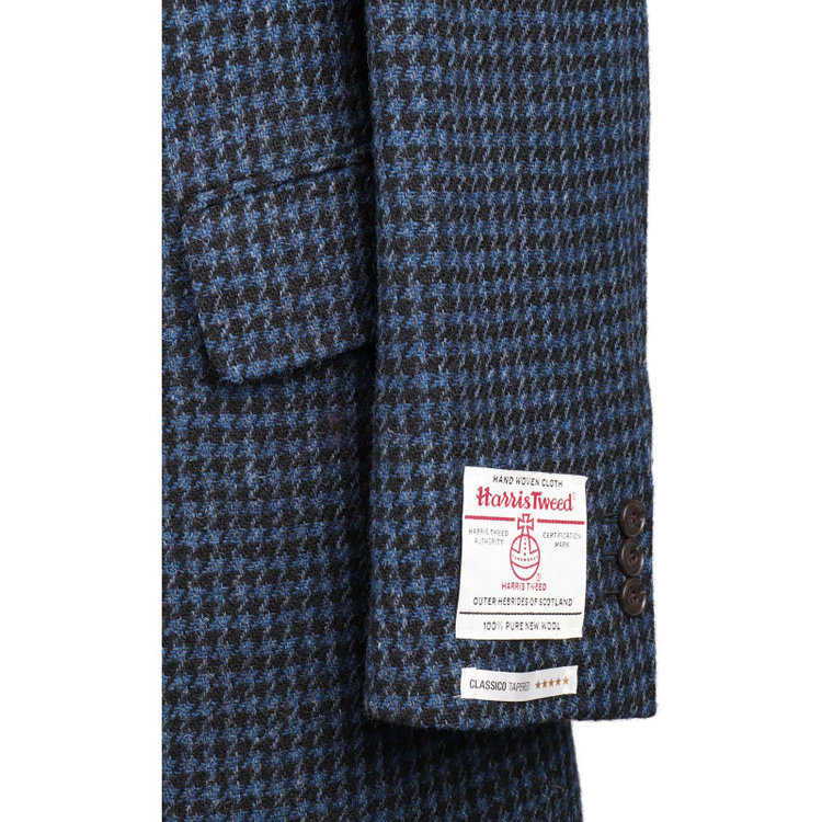 スーツセレクト 【WEB限定/OUTLET】【CLASSICO TAPERED】ウールシングルポロベルテッドコート/ネイビー×チェック+ツイード/Harris Tweed hand woven in the outer hebrides of scotland ネイビー系(紺)