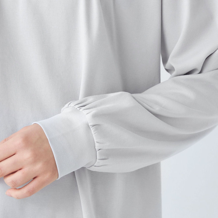 シルバーライン  【SL/長袖】モックネック/バルーン袖/グレー/「2WAYストレッチ」「ウォッシャブル可能」「汗じみ軽減」 グレー淡色