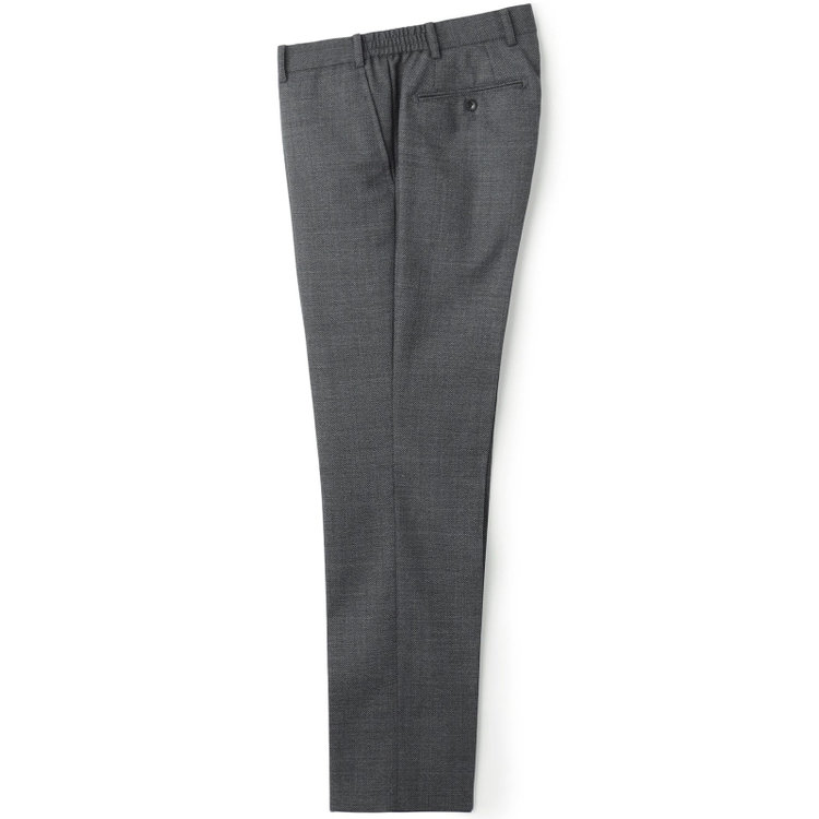 ブラックライン 【SLIM TAPERED_2】【秋冬】2釦シングルスーツ 0タック/グレー×バーズアイ/ウエストシャーリング/4S SUSTAINABILITY&ECOLOGY FABRIC/※パンツ裾上げ済仕様 グレー中間