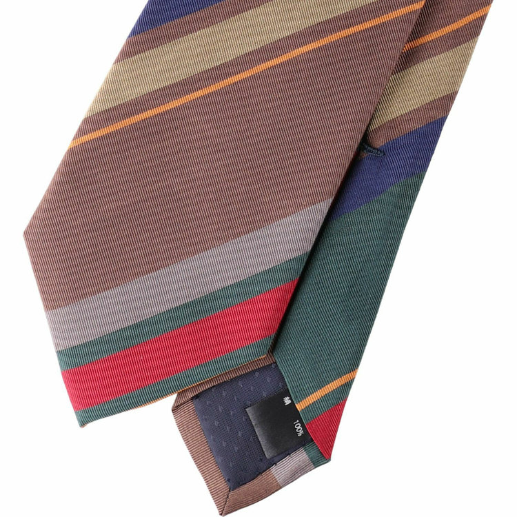 ブラックライン 【WEB限定/OUTLET】【SL】シルクストライプネクタイ 8.0cm幅/グリーン×ブラウン×ネイビー×オレンジ グリーン系(緑)