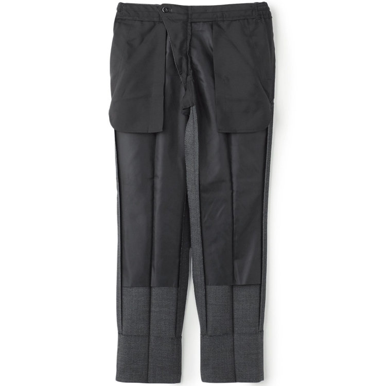 ブラックライン 【SLIM TAPERED_2】【秋冬】2釦シングルスーツ 0タック/グレー×バーズアイ/ウエストシャーリング/4S SUSTAINABILITY&ECOLOGY FABRIC/※パンツ裾上げ済仕様 グレー中間