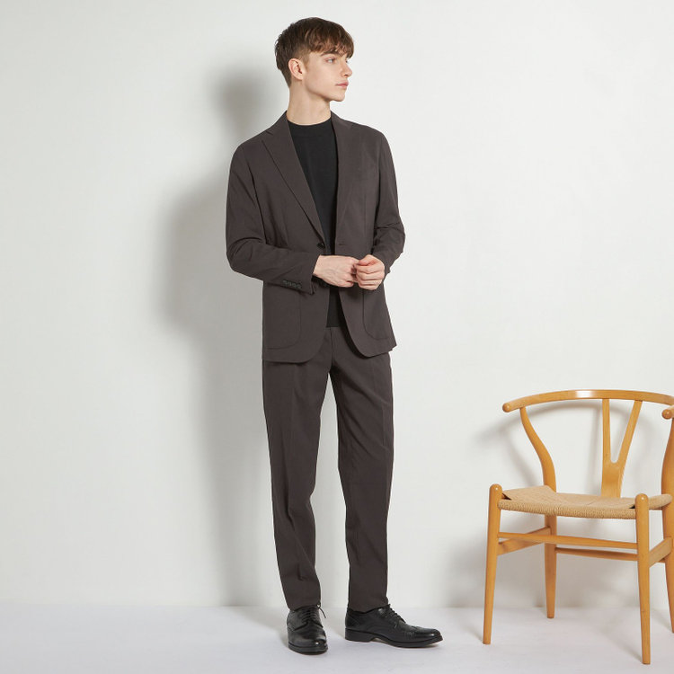 シルバーライン 【5DAYS CLOSET】【RBC】【春夏】2釦シングルジャケット/ブラウン×楊柳/パッチポケット/4S SUSTAINABILITY&ECOLOGY FABRIC 茶中間
