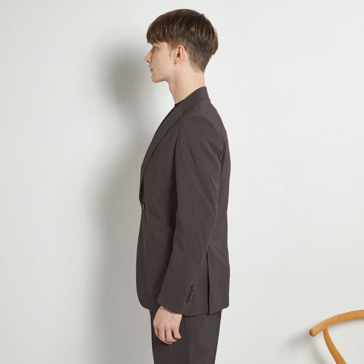 シルバーライン 【5DAYS CLOSET】【RBC】【春夏】2釦シングルジャケット/ブラウン×楊柳/パッチポケット/4S SUSTAINABILITY&ECOLOGY FABRIC 茶中間