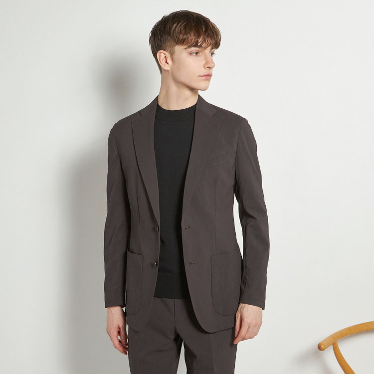 シルバーライン 【5DAYS CLOSET】【RBC】【春夏】2釦シングルジャケット/ブラウン×楊柳/パッチポケット/4S SUSTAINABILITY&ECOLOGY FABRIC 茶中間